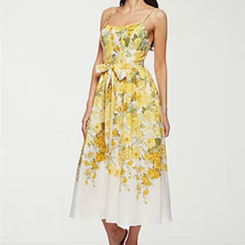 Chic Floral Midi Dress in Yellow and White